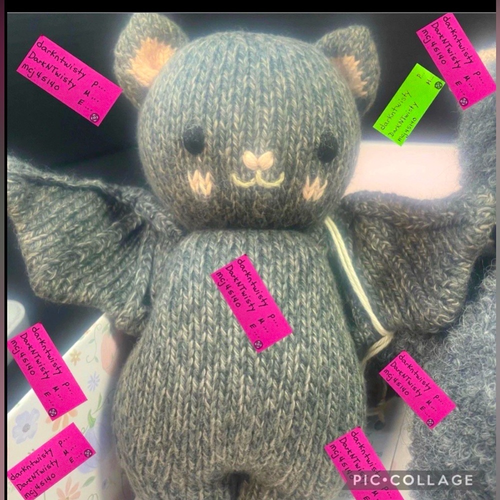 1 BNWT CUDDLE + KIND CHARCOAL KNIT BLACK BAT 1 BAT ONLY NOT SET  PLEASE READ